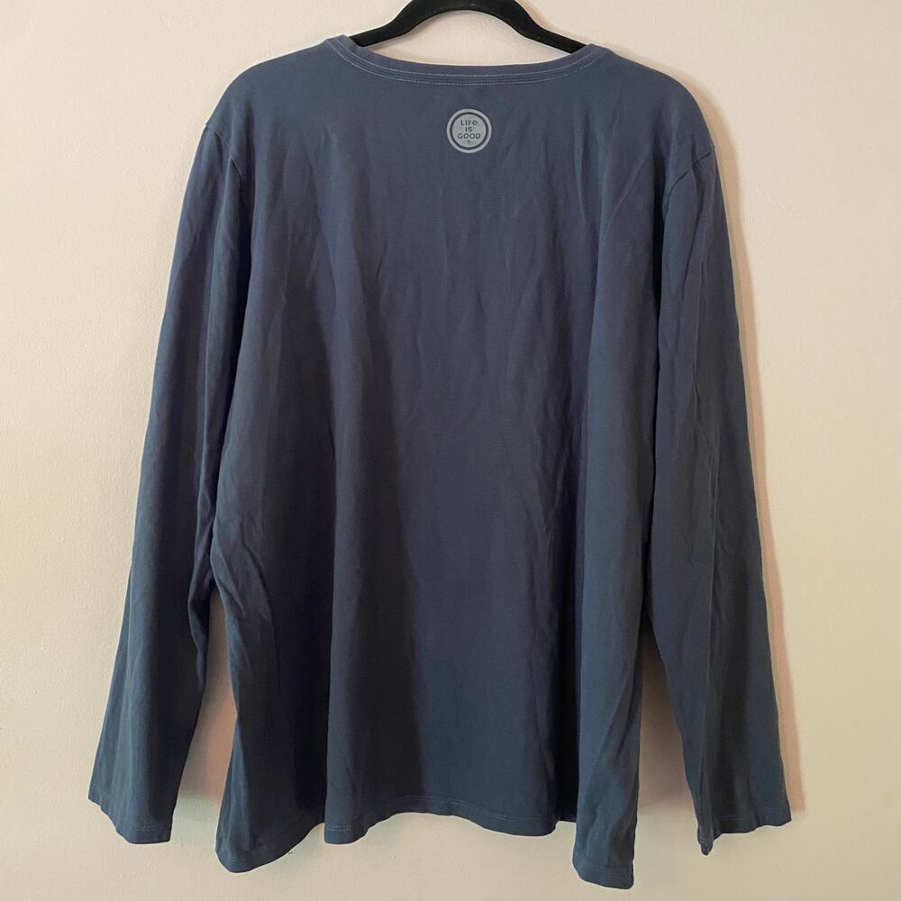 Life Is Good Navy Blue Horse Girl V-neck Long Sleeve Cotton Crusher Tee size XXL - Picture 6 of 10